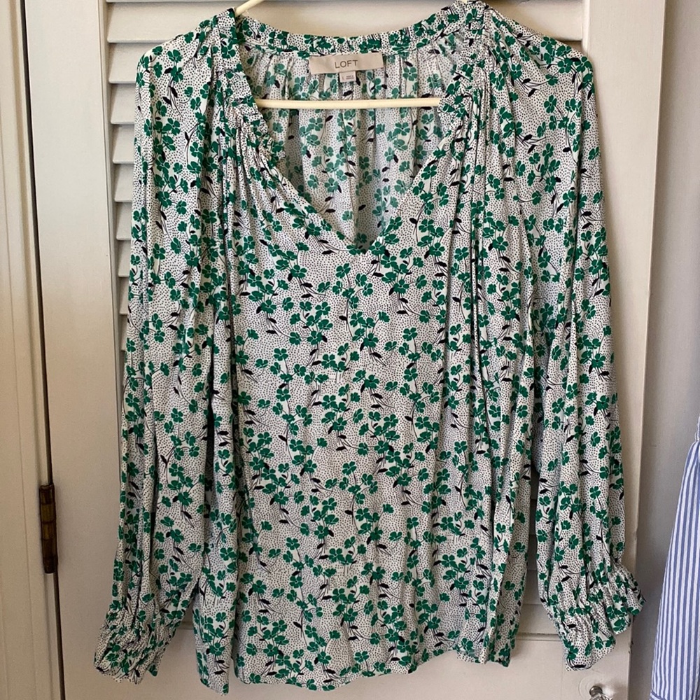 Green and Black Floral Top
